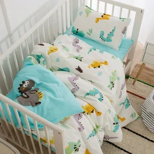 Органайзер для детской кровати, хлопок, 3 шт., Комплект постельного белья, включая пододеяльник, наволочка, мультяшный принт, набор постельных принадлежностей для детской кроватки