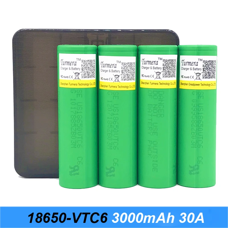 18650 VTC6 аккумулятор 3000mAh 3,7 v 30A для модной коробки электронной сигареты 18650 батареи для отверток с чехол для хранения j6