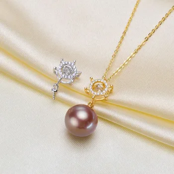 

DIY Jewelry 925 Sterling Silver Pearl Pendant Classical Necklace Pendant Setting Findings Parts Fittings Women Accessories