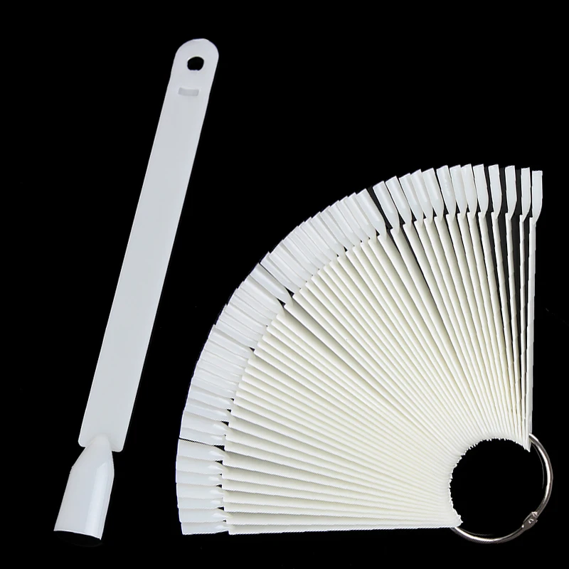 

50Pcs Color Card False Nail Tips Fan Shape Transparent White Display Manicure Nail Art Practice Display Tools