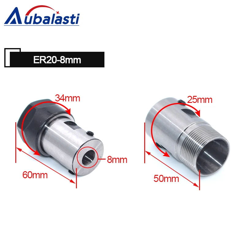 Шпиндельный двигатель зажим цанговый патрон Hoder C25 ER20 8 мм 10 мм цанговый ER20Nut вал двигатель удлиненный зажим нож для фрезерования с ЧПУ