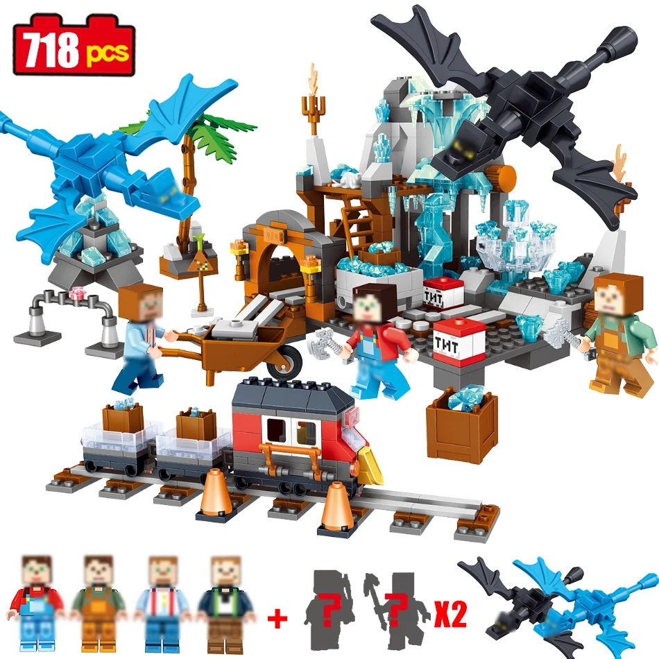 

718pcs Ics mine Minecraft My Village DIY Brick Building Block Compatible Legoed Minecrafted city Figure Enlighten Children toys