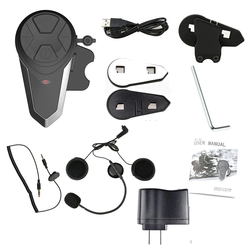 Interfono Moto Bluetooth BETOWEY BT-S2 - Auricolari Per Casco Con Microfono - Fino A 1000m Di Portata