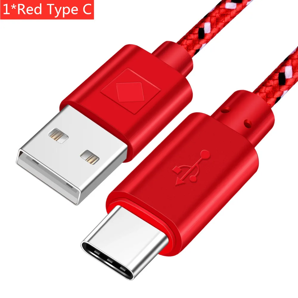 Кабель Micro usb type-C ROMICHW 1 м 2 м 3 м нейлоновый кабель для быстрой зарядки для samsung Xiaomi huawei LG Android Micro usb type-C USB шнур - Цвет: Red For Type C
