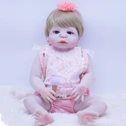 Домашние тапочки на мягкой кружевное платье силиконовый для новорожденных, для девочек куклы 57 см Детские reborn для маленьких мальчиков