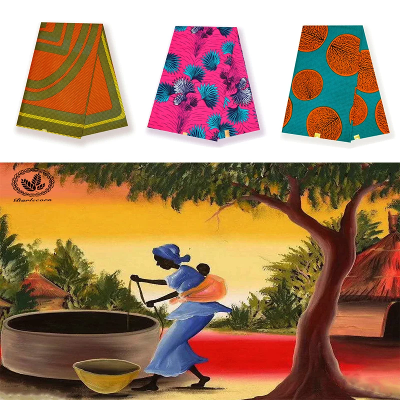 

2019 excellent fashion design African Wax real Batik wax dutch 6 Yards Beautiful Picture Pure Cotton soft,88818