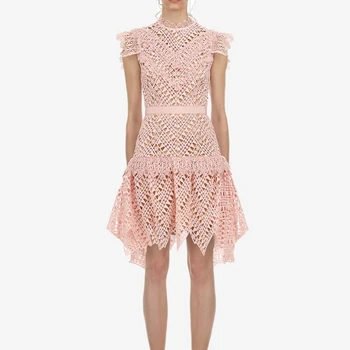 

Pink Dress Runway Women High Waist Lace Dresses