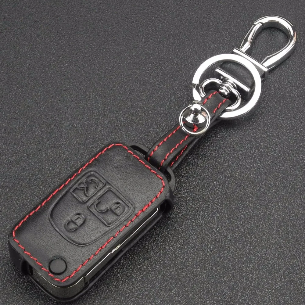 Jingyuqin дистанционного 3 кнопки кожа ключа автомобиля чехол Обложка для Mercedes Benz ML C CL S SL SEL Флип складной key Holder Брелок