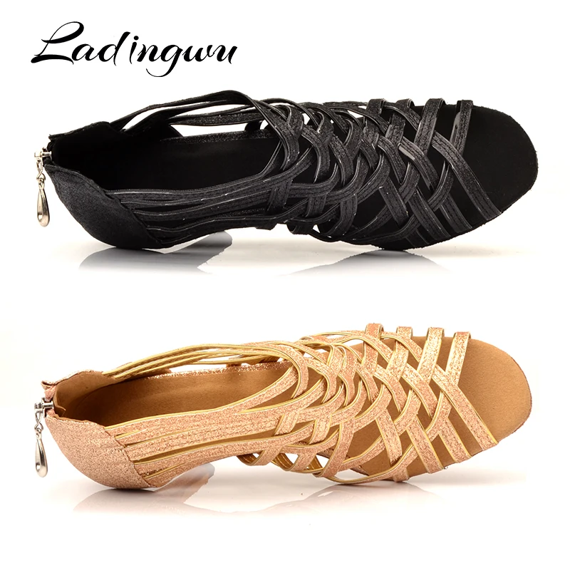 Латинские танцевальные сапоги золотистого и черного цветов с блестками; профессиональная обувь для танцев на каблуке 10 см; Zapatos De Baile; размеры США 3,5-12 см