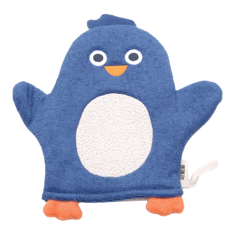 Новая мягкая Детская щетка для ванны с изображением животных лисы пингвина, перчатка для душа для новорожденных детей - Цвет: blue  penguin