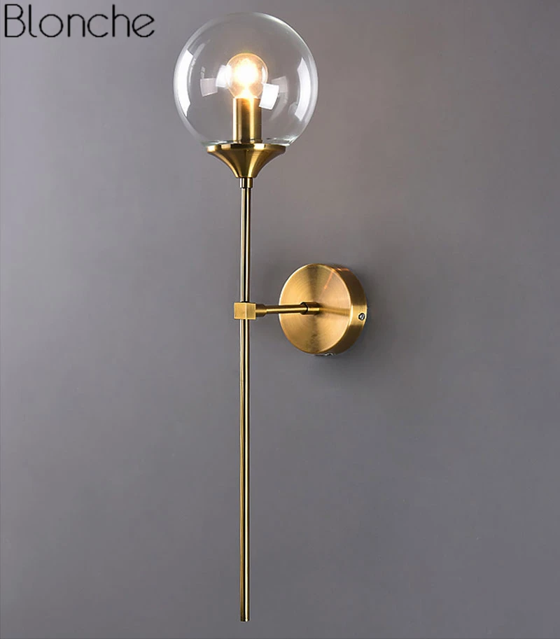 Lâmpada de Parede de Vidro Luminárias para Home Adesivos de Parede do Banheiro Ouro Moderna Levou Decor Quarto Espelho Luzes Nordic Luminária Interior E14 11 luminárias parede para decoração casa quarto espelho