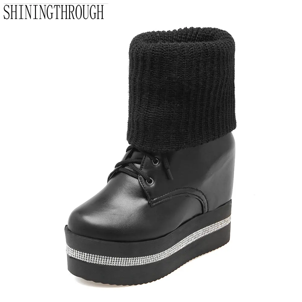 

NEW women ankle boots sexy women bootsshiny crystal high heels platform boots woman spring autumn shoes woman
