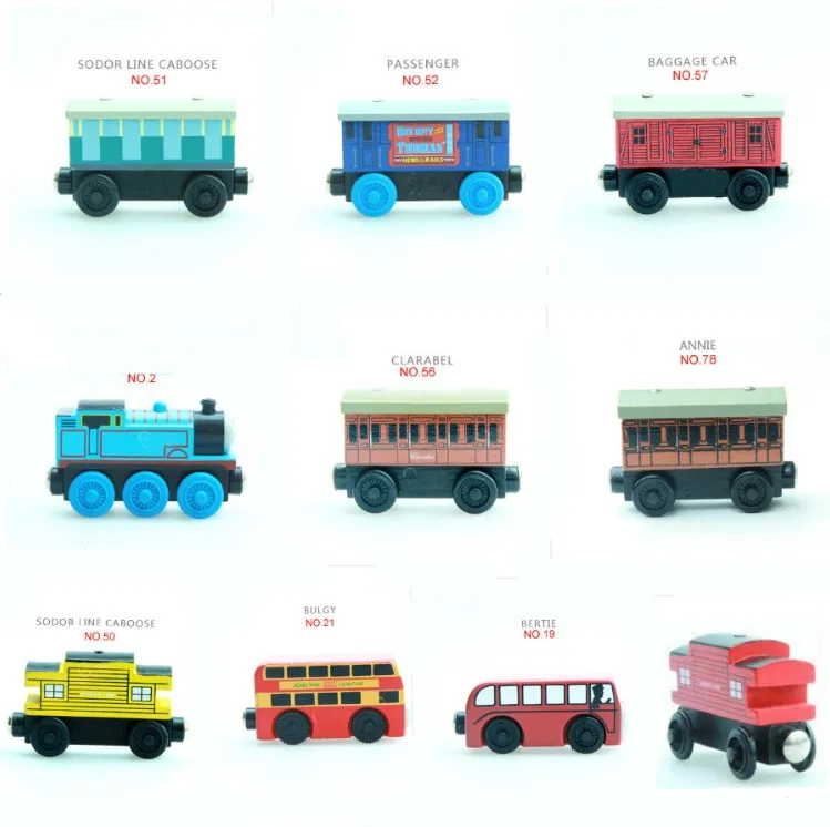 Деревянный магнитный поезд Гарольд деревянная железная дорога Игрушечная модель автомобиля детские рождественские игрушки, подарки для детей аниме - Цвет: 10pcs E