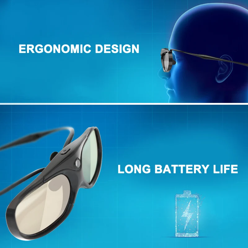 Новые 3D DLP Link активные очки HD жидкокристаллические линзы Bluetooth для ТВ проектора