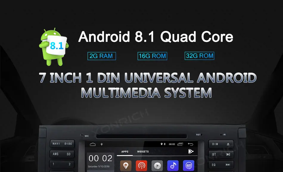Best Xonrich AutoRadio 1 Din Android 8.1 Car DVD Player For BMW E39 BMW X5 E53 M5 2002-2007 GPS Navigation Head Unit Audio Wifi DAB+ 0
