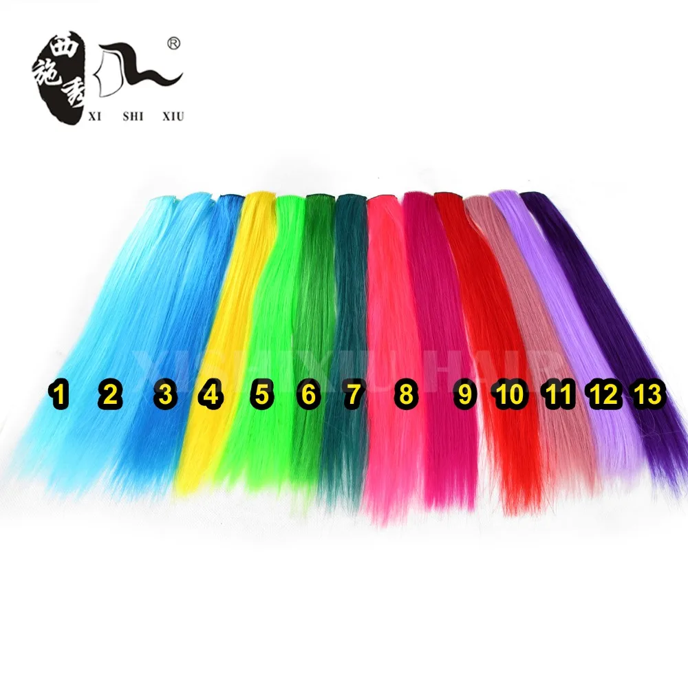 Single Clip In on Hair Extension Colorful Colored Punk Highlights Straight Synthetic Pieces 13 Colors Available 3pc |