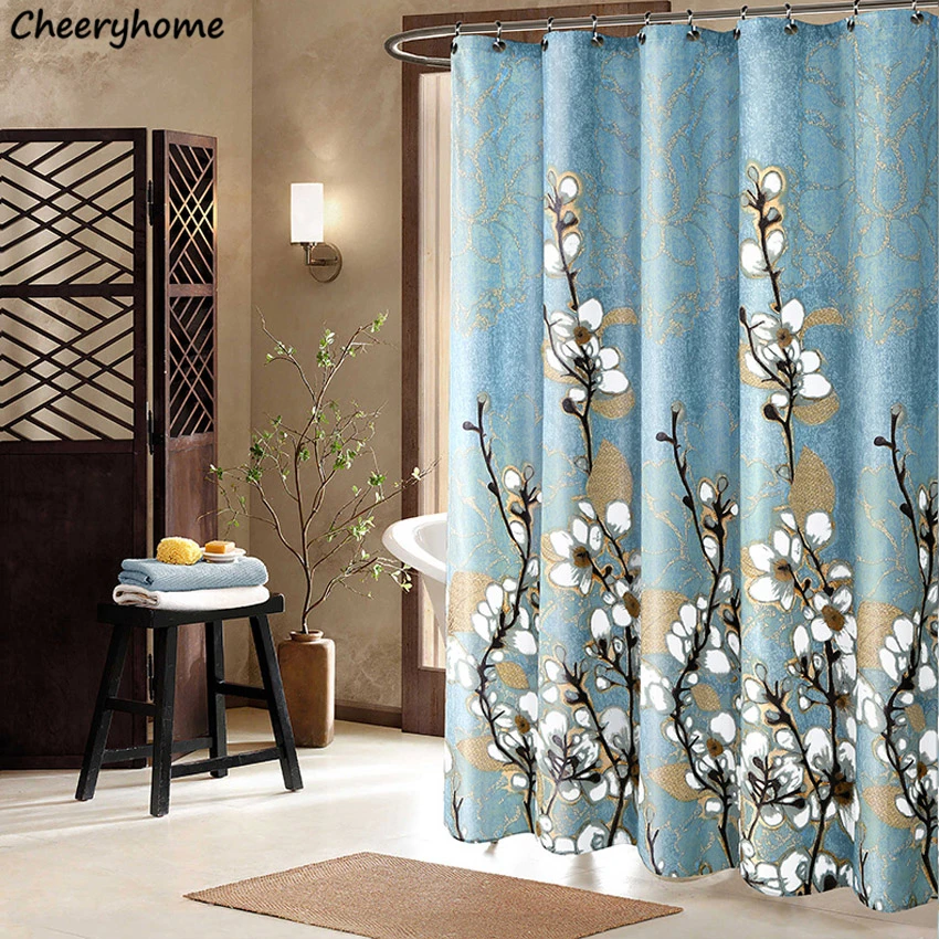 Shower Curtain Bath Curtains Bathroom Cortina Waterproof Polyester Floral  Cover With Plastic Hooks rideau de douche duschvorhang|shower curtain|bath  curtaincurtain bathroom - AliExpress