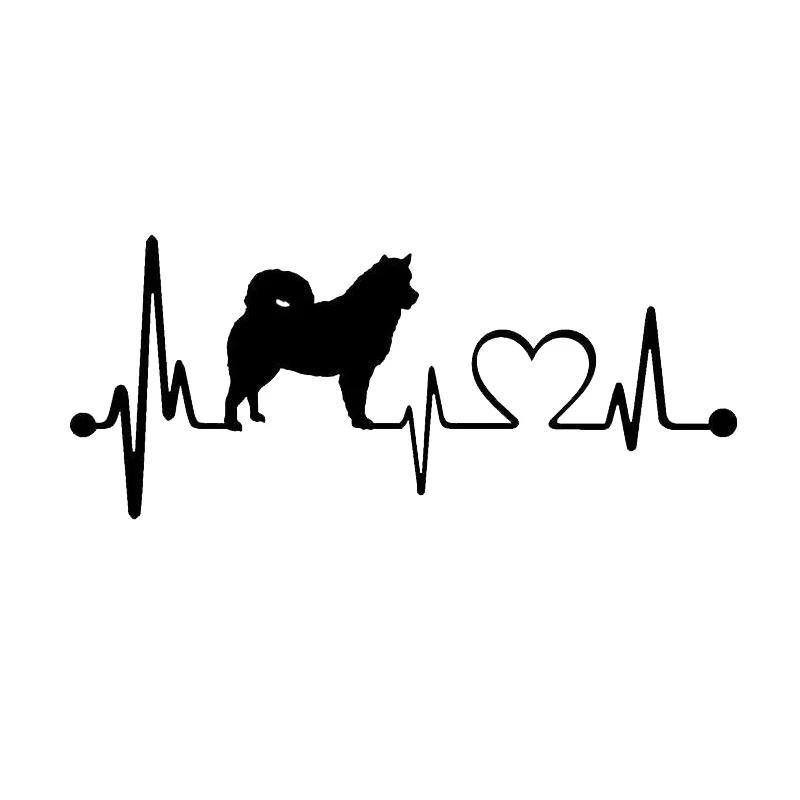 

18*6.9CM Alaskan Malamute Heartbeat Dog Car Stickers Decals Fashion Car Accessories Black/Silver C6-1142