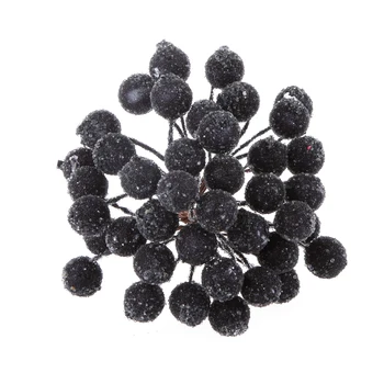 

200x Mini Christmas Frosted Fruit Berry Holly Artificial Fruits Decor - Black