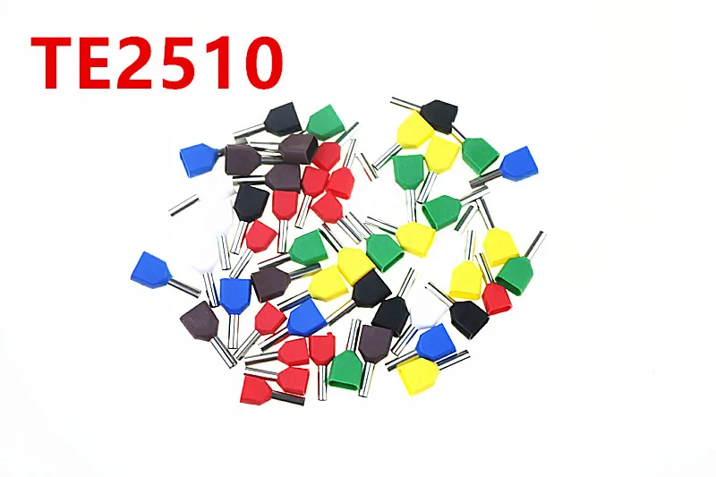 

100PCS/Lot twin wire ferrules cable ends cord terminal TE2510 blue color 2*2.5 square cable
