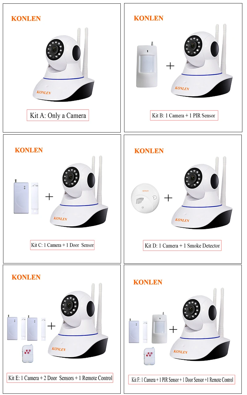 KONLEN Wi-Fi сигнализация с ip-камерой панель управления Беспроводная для дома умный дом дверь движения безопасности CCTV видеонаблюдение