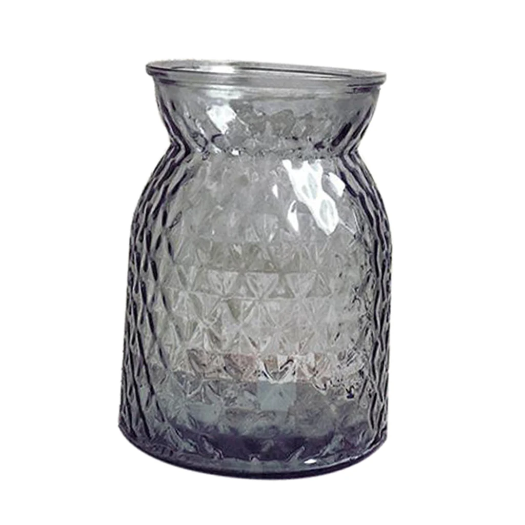 Colorful Glass Dried Flower Vase Hydroponic Container Bottle for Home Room Table Decor Office Shop Cafe Club Ornament