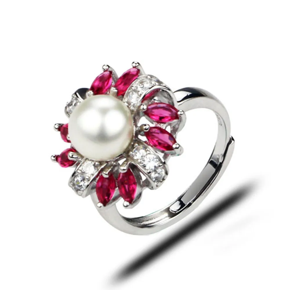 

SNH newest freshwater 8mm near round AAA 925 sterling silver genuine cultured pearl ring women beautiful designs free shipping