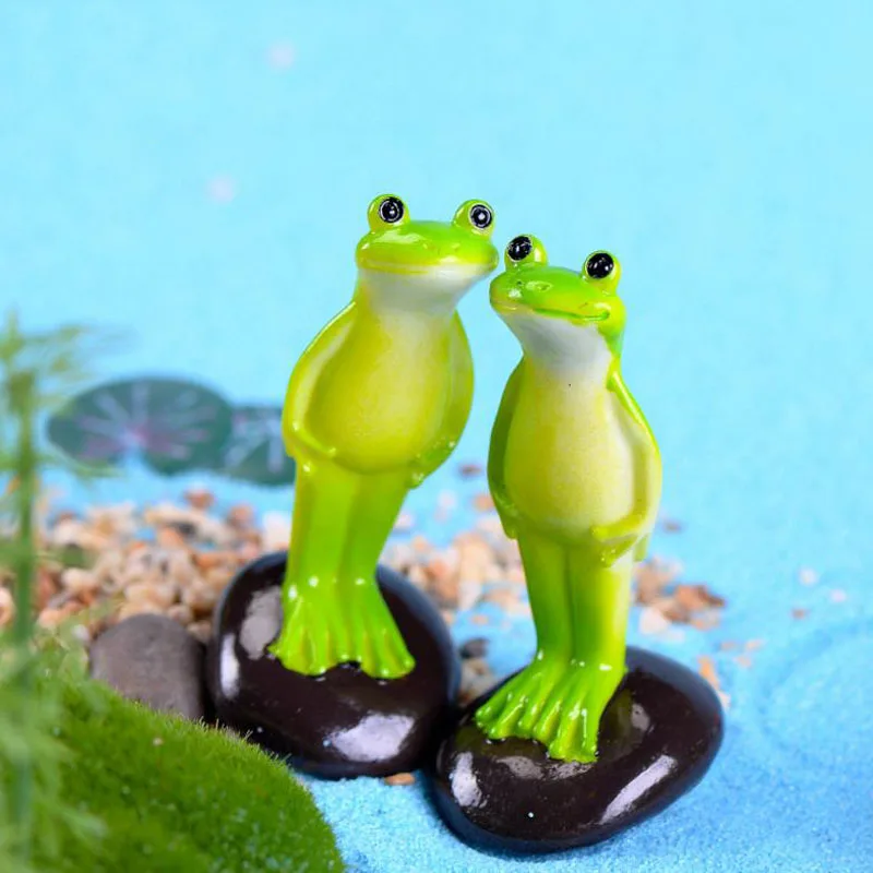 

1pc Creative Animal Stand Frog Figurines Fairy Garden Miniatures Tool Gnomes Resin Craft Micro Landscape figure toys