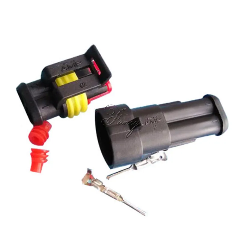 1 Set Waterproof 2 Pin Way Sealed Electrical Wire HID Connector Plug