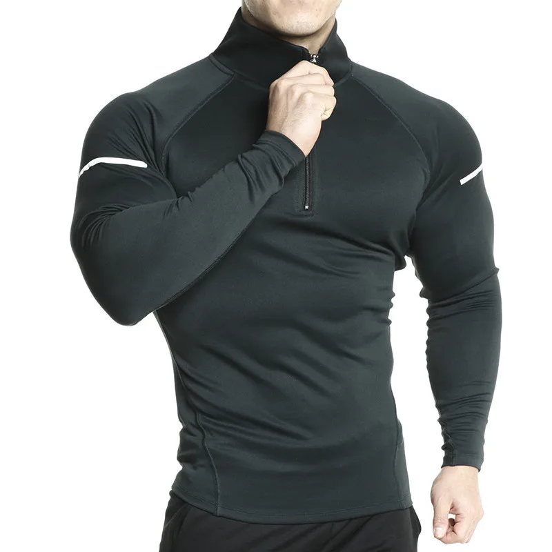 Bodybuilding Fitness Men’s Long Sleeve Zipper T Shirt Men's Fitness