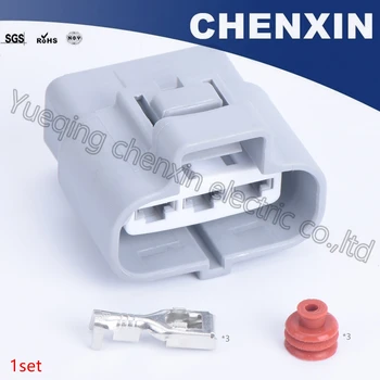 

Gray 3 pin waterproof auto connector plastic sheath plug 4.8 female Socket Automotive wiring connectors 6189-0165