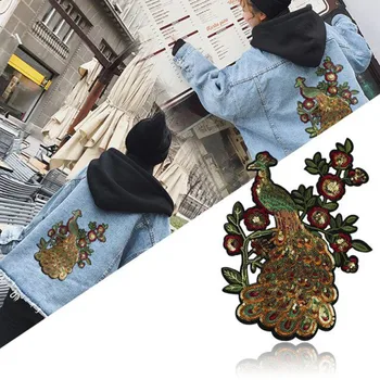 

Peacock Sequins beaded Patches for Clothing Sewing garment applique embroidery Diy Accessory Party Decoration