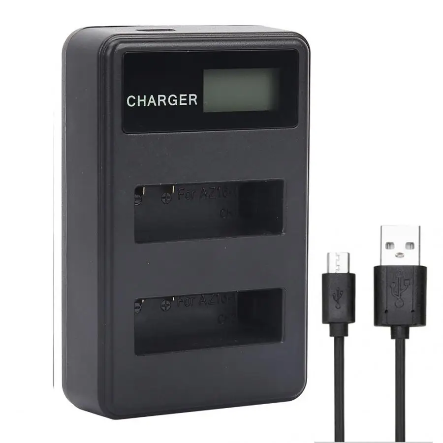 

AZ16-1 Portable LCD Dual Slots USB Charging Battery Charger for MI YI 4K Action Camera battery charger