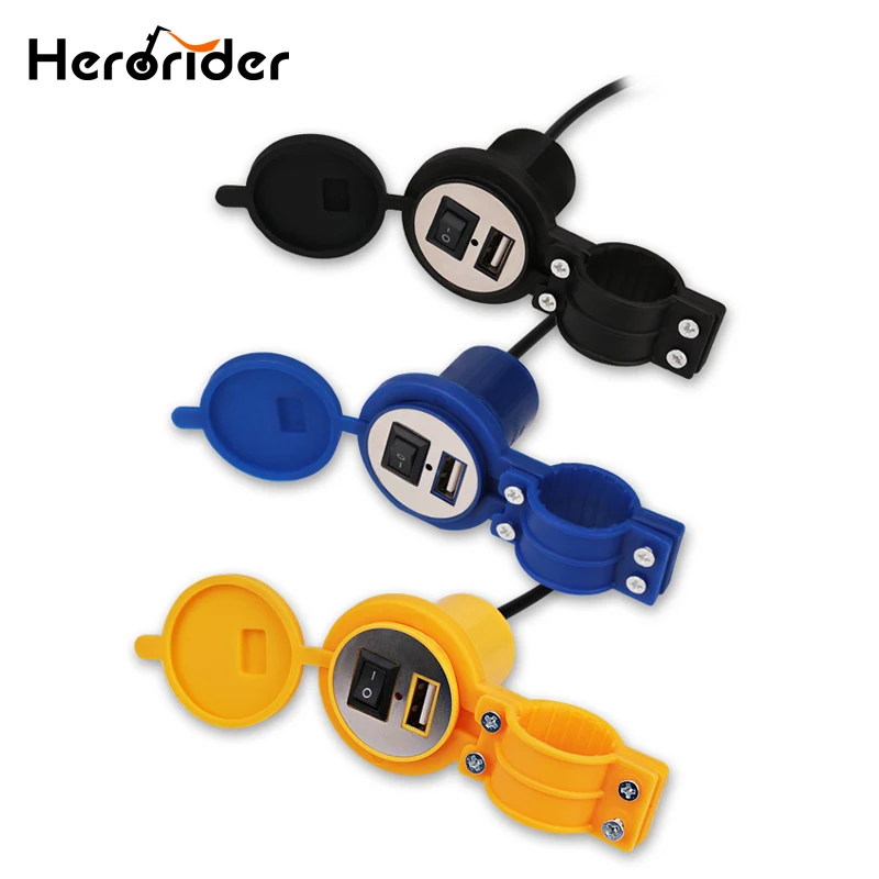 

USB Motorcycle Charger With Waterproof Switch 12v Motor USD Socket Motorbike Phone Charger Adapter For Iphone 6 7