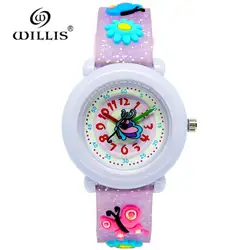Новые непромокаемые детские часы с изображением бабочки, 3D Мультяшные силиконовые наручные часы, брендовые Модные Повседневные детские