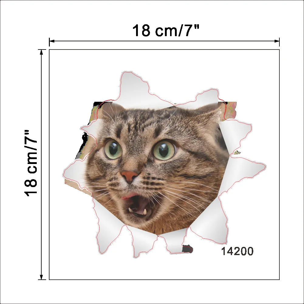 Милый Кот 3D разбитый переключатель на стену с наклейками ванная комната туалет Kicthen декоративные наклейки забавные животные декор плакат ПВХ Фреска Искусство - Цвет: show as photo