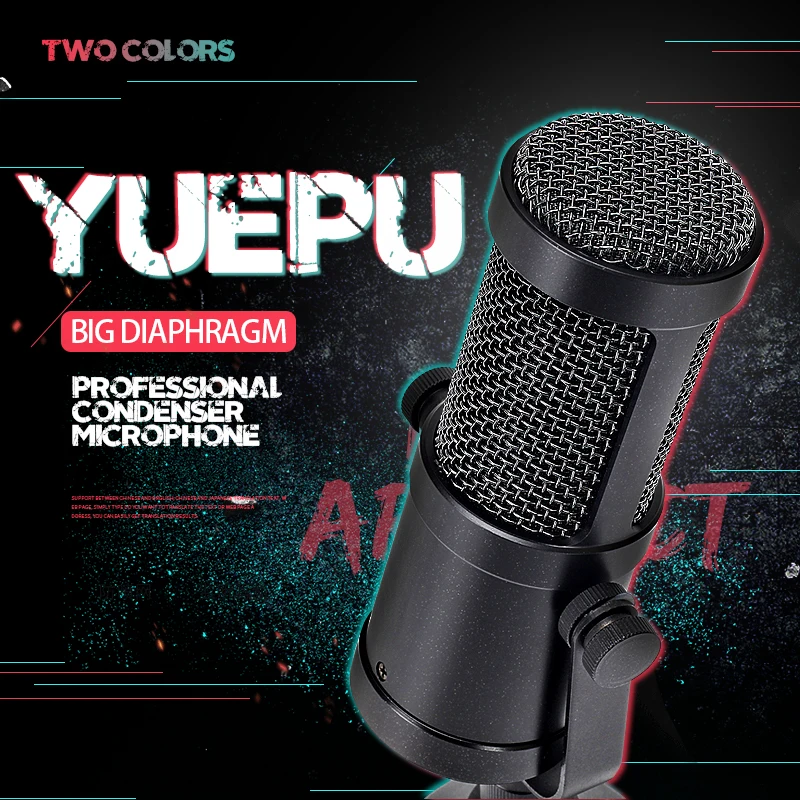

YUEPU RU-C6 Studio Condenser Microphone Professional Large Diaphragm High Sensitivity No 48V Require Computer Video Recording