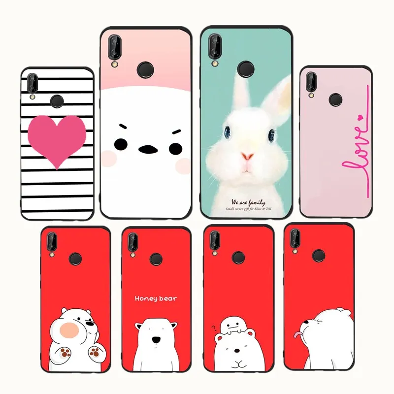 

Case For Huawei Mate 10 Lite Enjoy 5 P9 Lite Mini Cartoon Bear Funda For Huawei P20 Lite Silicon Animal Couple Phone Cover