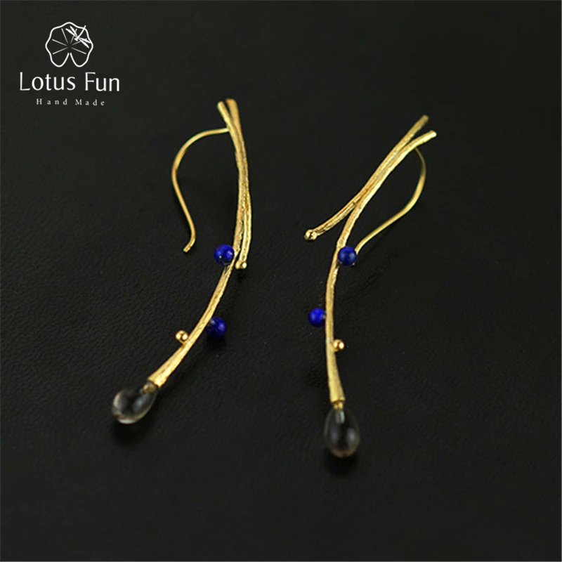 

Lotus Fun Real 925 Sterling Silver Natural Creative Handmade Fine Jewelry Vintage Tree Branch Drop Earrings for Women Brincos