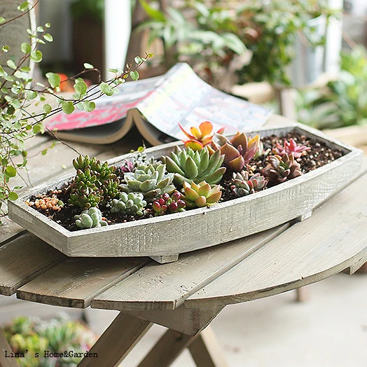Small Handcrafted Chic Distressed Solid Wooden Boat ...