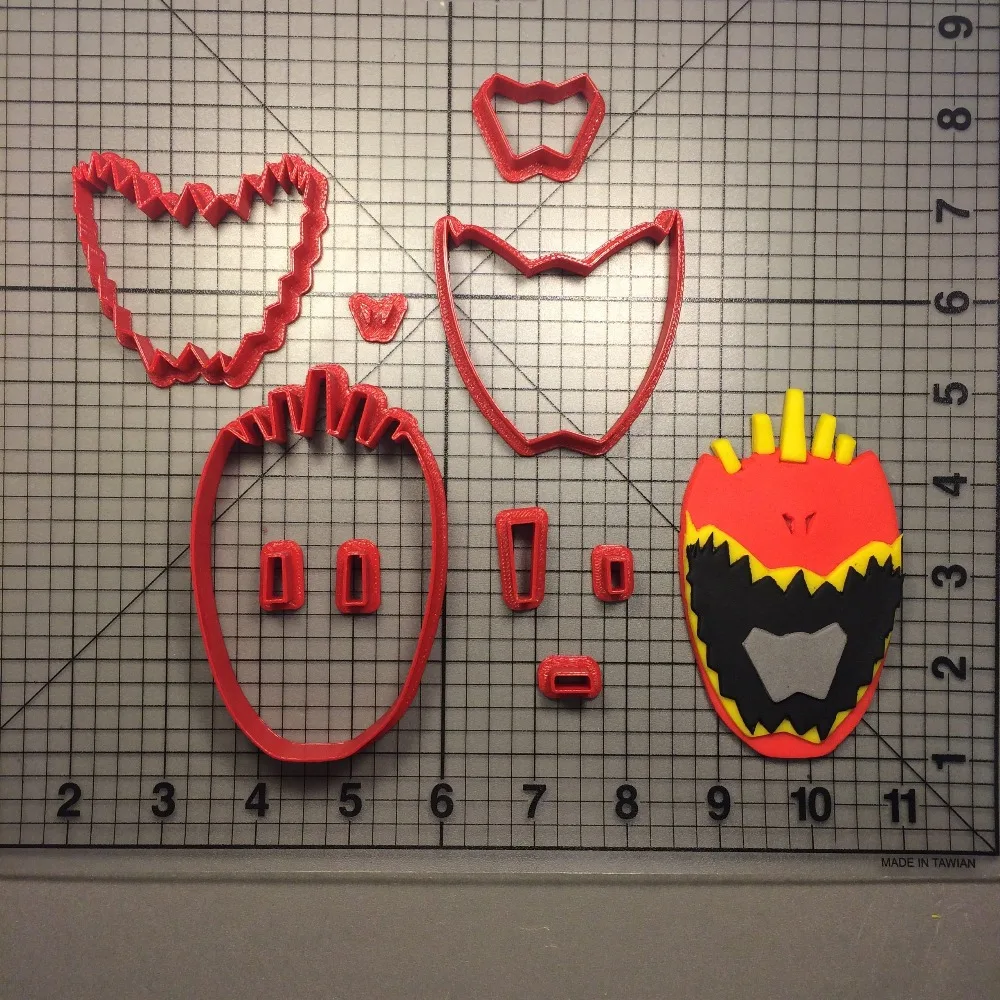 

Dino Charge Red Ranger Cookie Cutter Set Fondant Cupcake Top Mould Made 3D Printed Cookie Cutter Set Kitchen Accessories