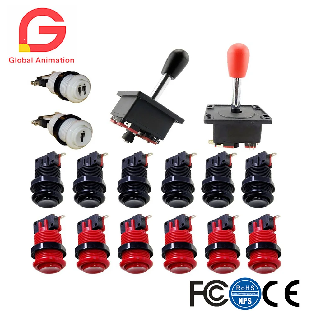 

Classic Arcade America Style 8 Way Joystick HAPP Push Buttons With Microswitches Kit for Coin Operated Games Arcade Replace Part
