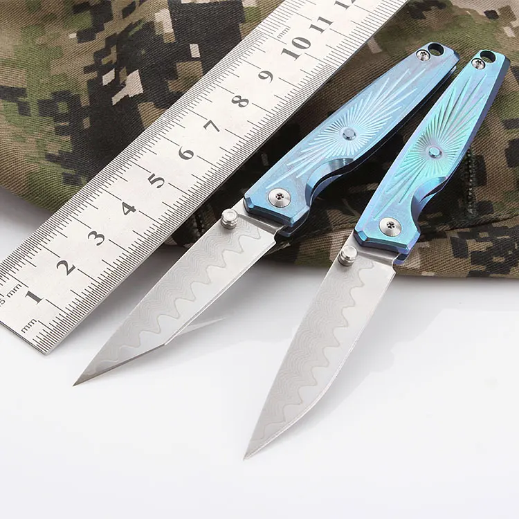 

CH Mini Folding Knife With titanium Handle Pocket Knife With VG-10 Blade free shipping Tactics Survival Hunting knife Men Gift