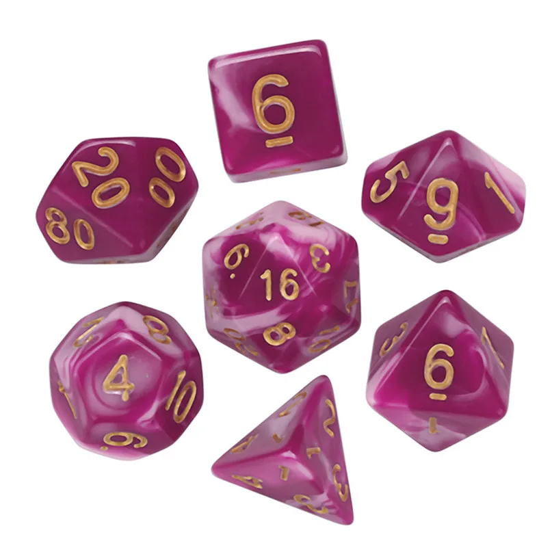 7Pcs Digital Dice Game Dungeons & Dragons Polyhedral D4-D20 Multi Sided Acrylic Dice For Young People Party Entertainment #2N22 (14)