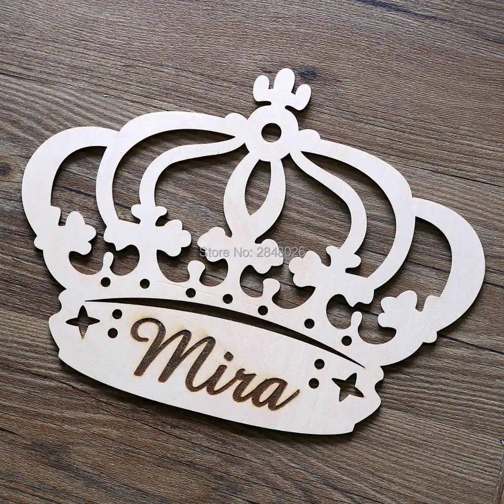 Personalized Laser Cut Wooden Princess Crown With Your Name Wall Decor Bedroom Wall Plaque Party Decor Custom Hanging Signs