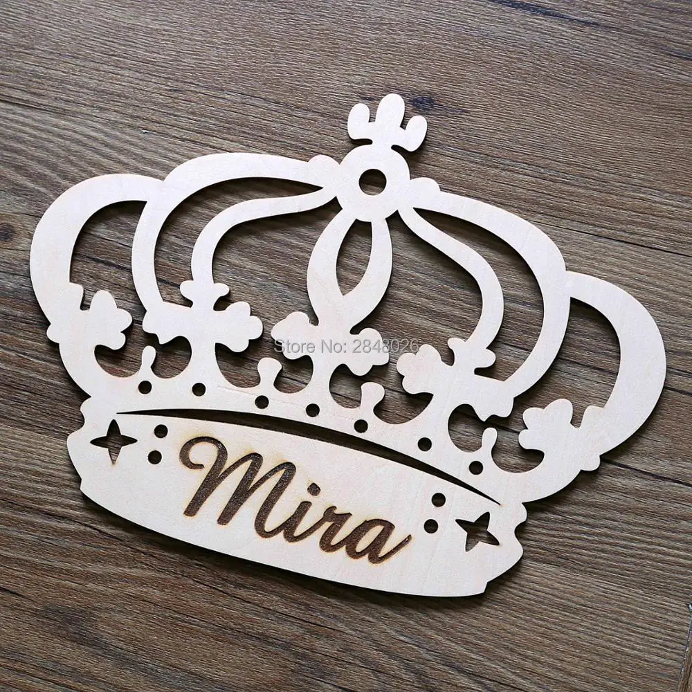 

Personalized Laser Cut Wooden Princess Crown with your name wall decor ,bedroom wall plaque,party decor, Custom Hanging Signs
