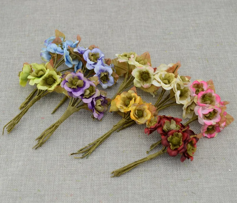 

Artificial Flower 6pcs/lot DIY wreath wedding box decoration Simulation of roses for Home Wedding bride wrist decoration flower