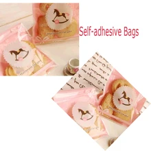 Дешевый 50 шт./лот Симпатичные Cookie упаковка самоклеющиеся подарок мыло лошадь пластик сумки для Подарочная сумка пакет для выпечки 100x110 мм