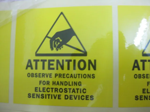 

1000pcs/lot 76x76mm ATTENTION ELECTROSTATIC SENSITIVE DEVICES self-adhesive paper Label/Sticker,Item No.CA21