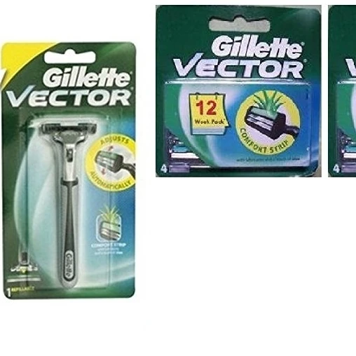 Vector Plus Razor Handle + Vector Plus Refill Razor Blades 4 ct. (Pack of 2)